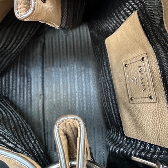 Prada Tan Soft Pebble Leather Shoulder Bag - Picture 5 of 11